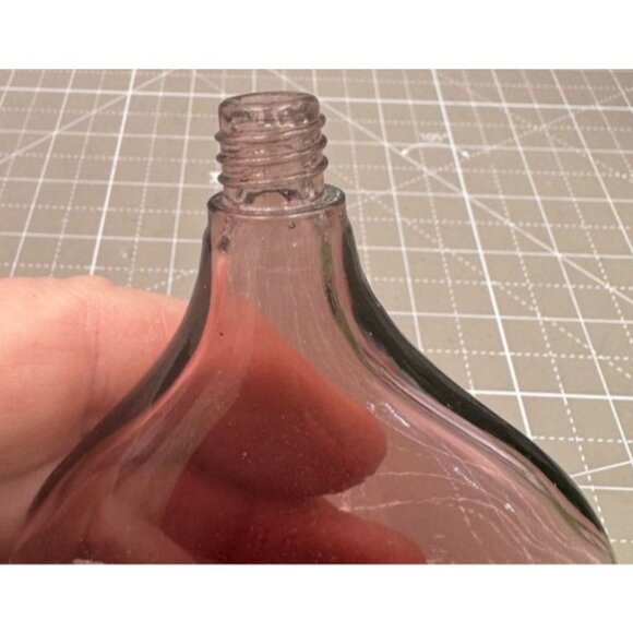 Vintage Amethyst Glass Pear Shaped Small Bottle Screw on Metal Top with Cork - Picture 4 of 7